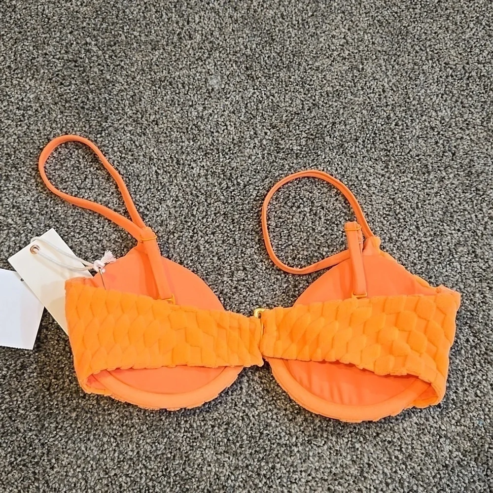 NWT Good American Women Orange Cream Bra Swim Bikini sz 0/XS